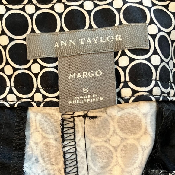 Ann Taylor Margo Black White Cotton Blend Polka Dot Dress Capri Slacks 8 - Picture 4 of 8